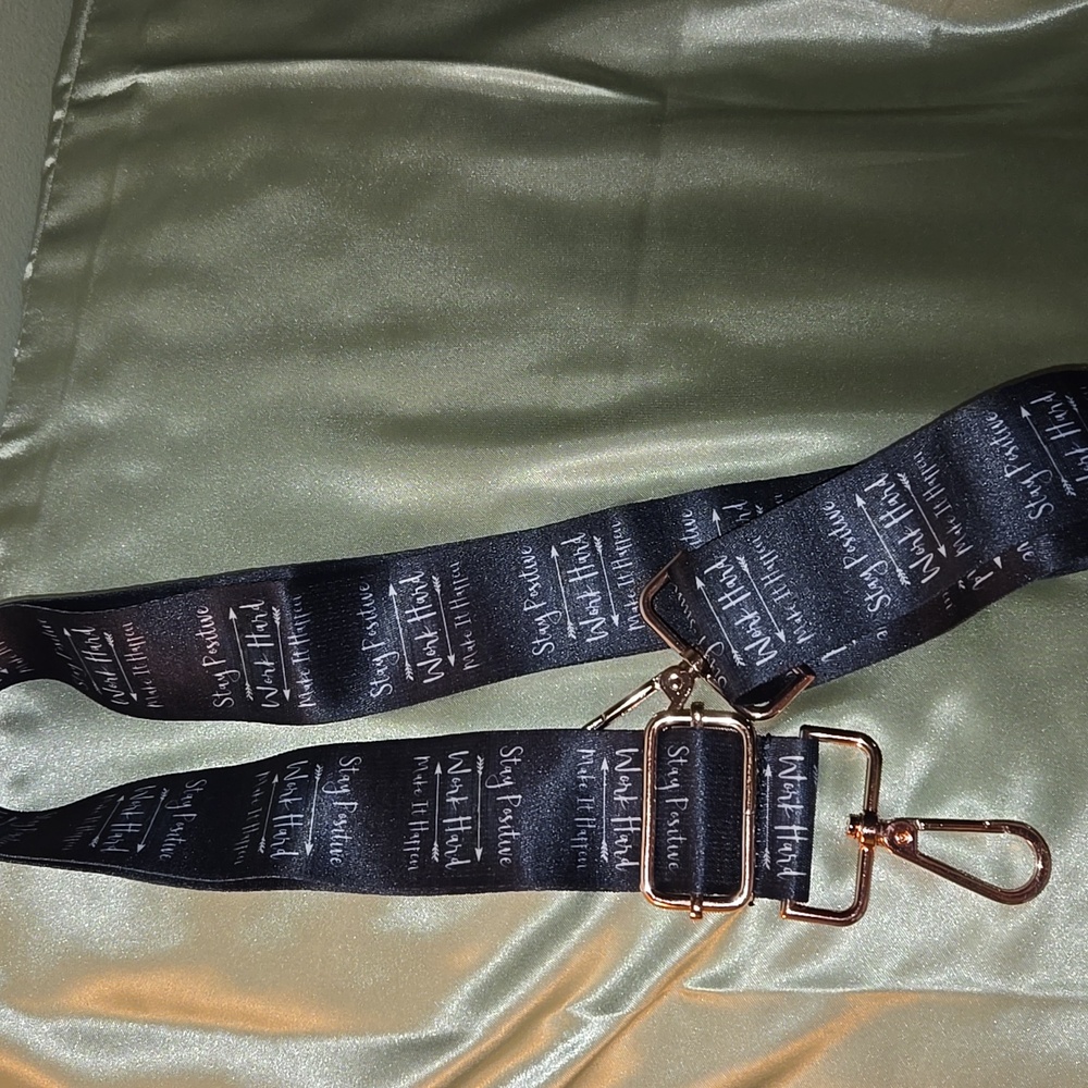 Guitar Strap In Black with Rose Gold Hardware